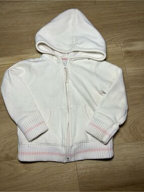 Old Navy Cream Hooded Zip-Up Sweatshirt with Light Pink Trim